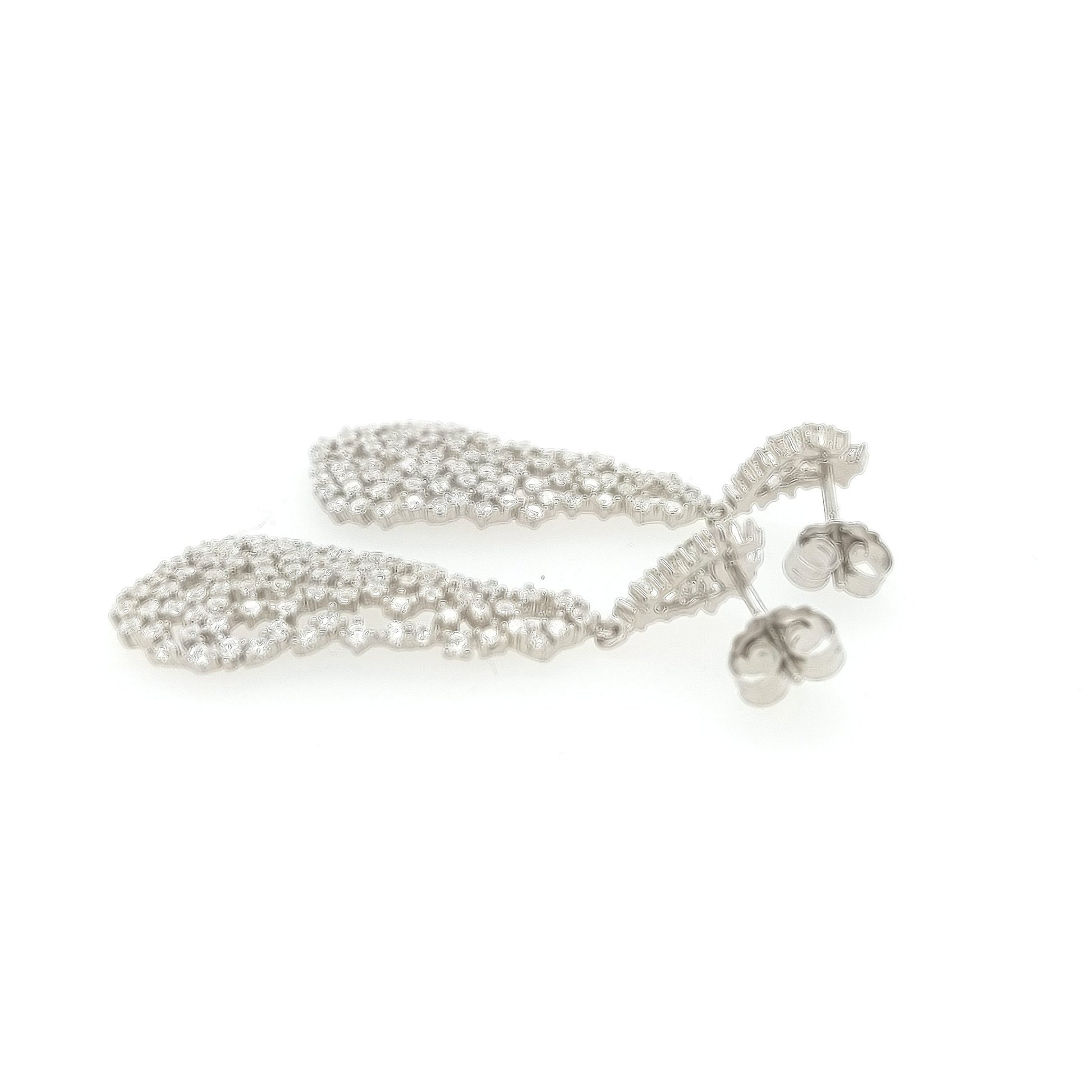 Sterling Silver Sprinkled Diamond Natural Shaped Earrings - HK Jewels