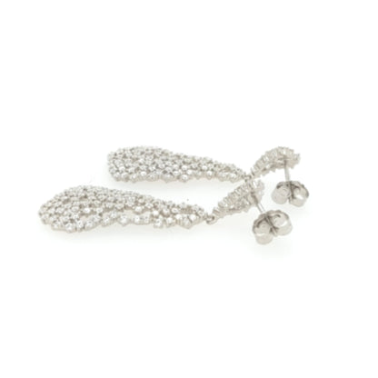 Sterling Silver Sprinkled Diamond Natural Shaped Earrings - HK Jewels