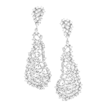 Sterling Silver Sprinkled Diamond Natural Shaped Earrings - HK Jewels