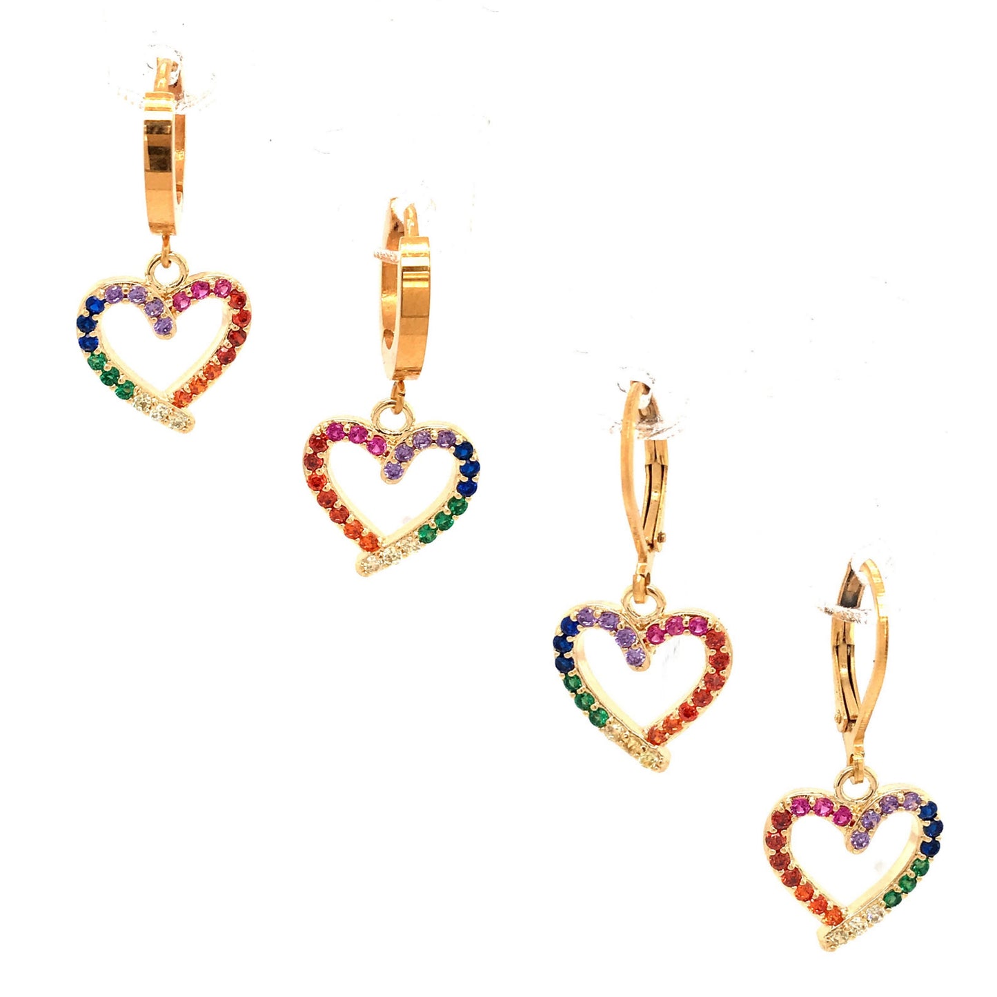 Surgical Steel Rainbow Heart Earrings - HK Jewels