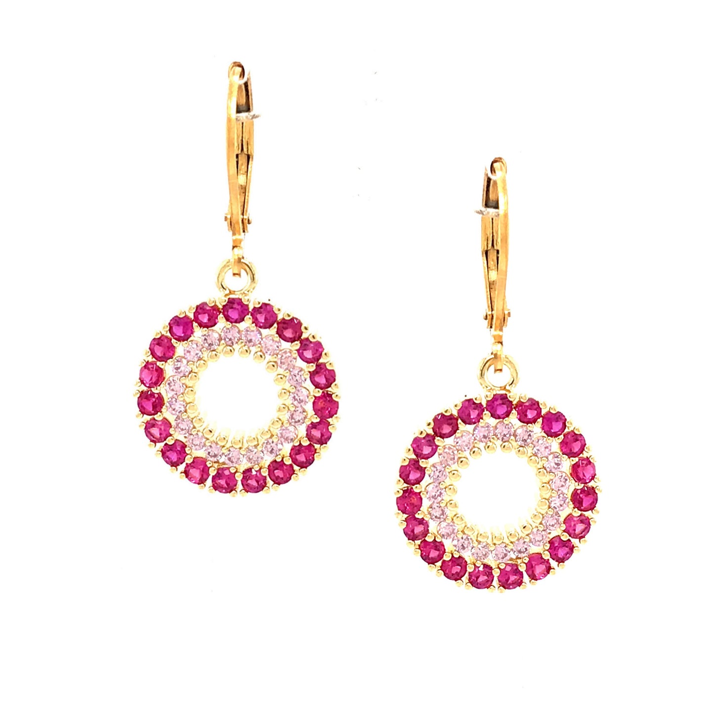 Surgical Steel Bold Outline Pink Circle Earrings - HK Jewels