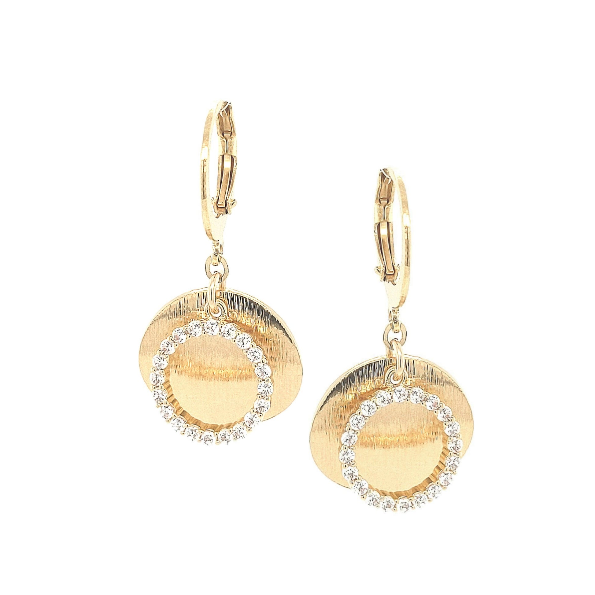 Surgical Steel Circle Plate And CZ Hollow Circle Earring - HK Jewels