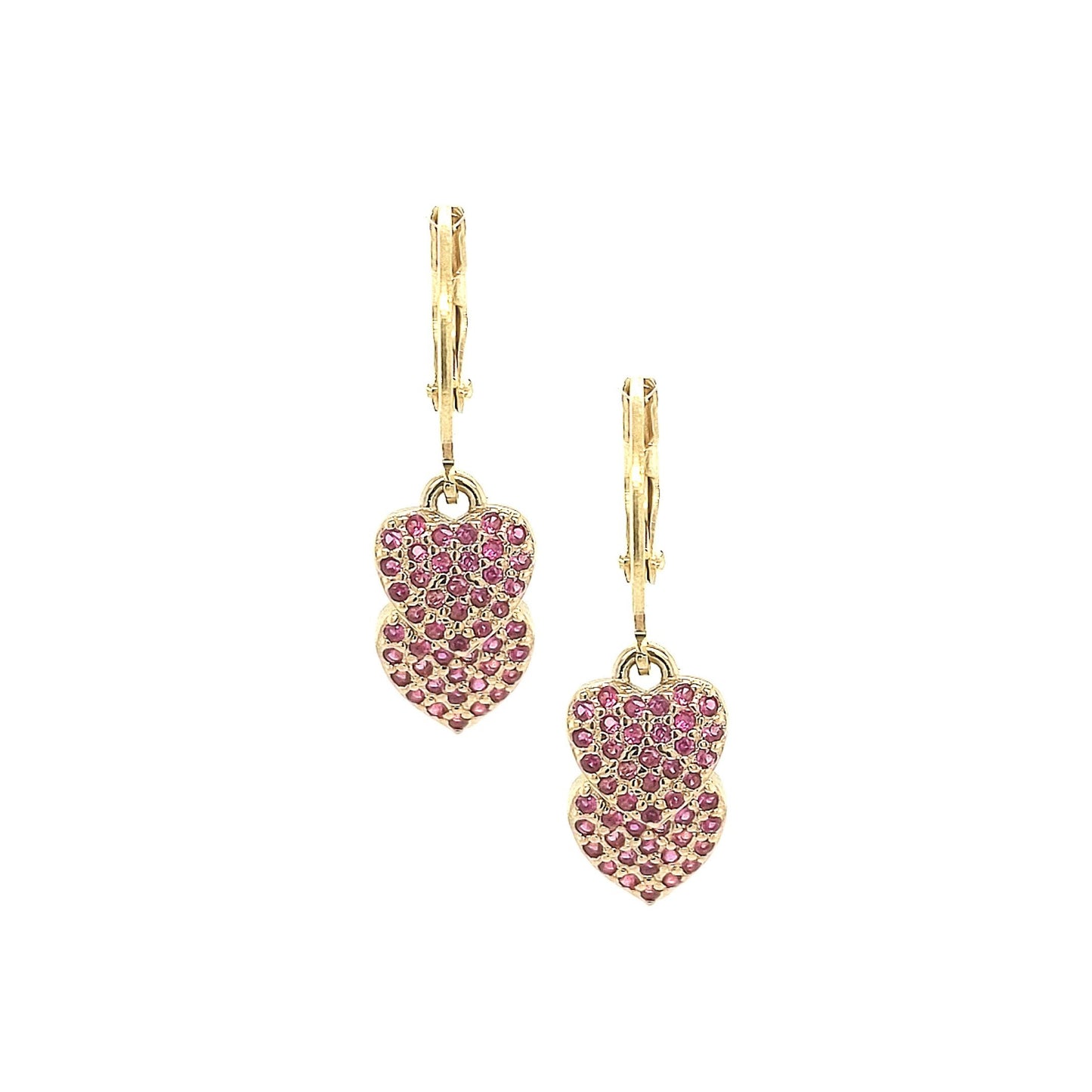 Surgical Steel Double Heart And CZ Earrings - HK Jewels