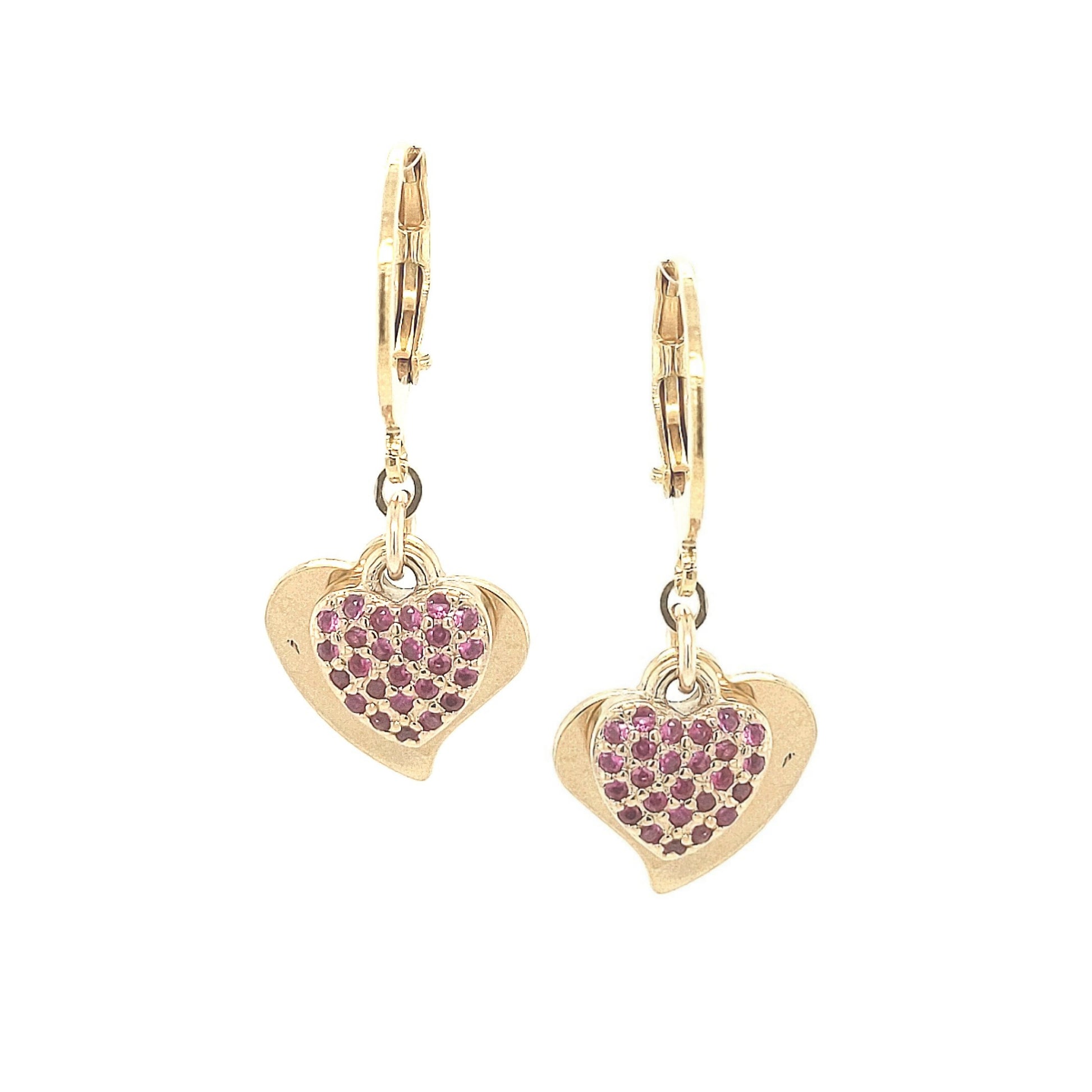 Surgical Steel Solid Heart And CZ Heart Earrings - HK Jewels