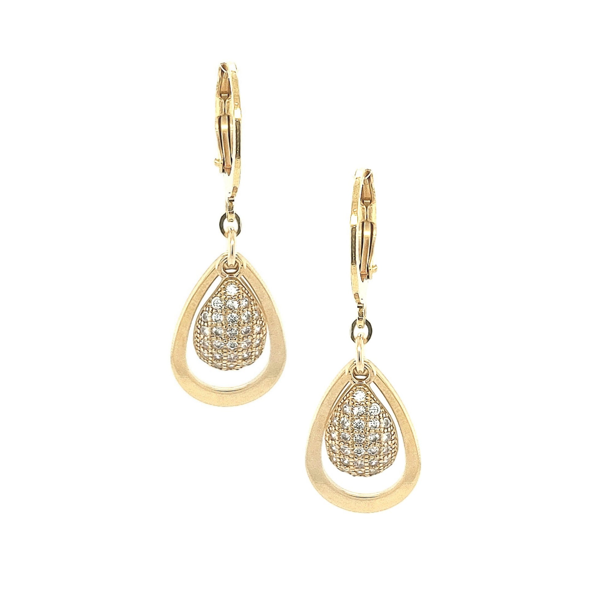 Surgical Steel Open Teardrop With Center CZ Teardrop Earrings - HK Jewels