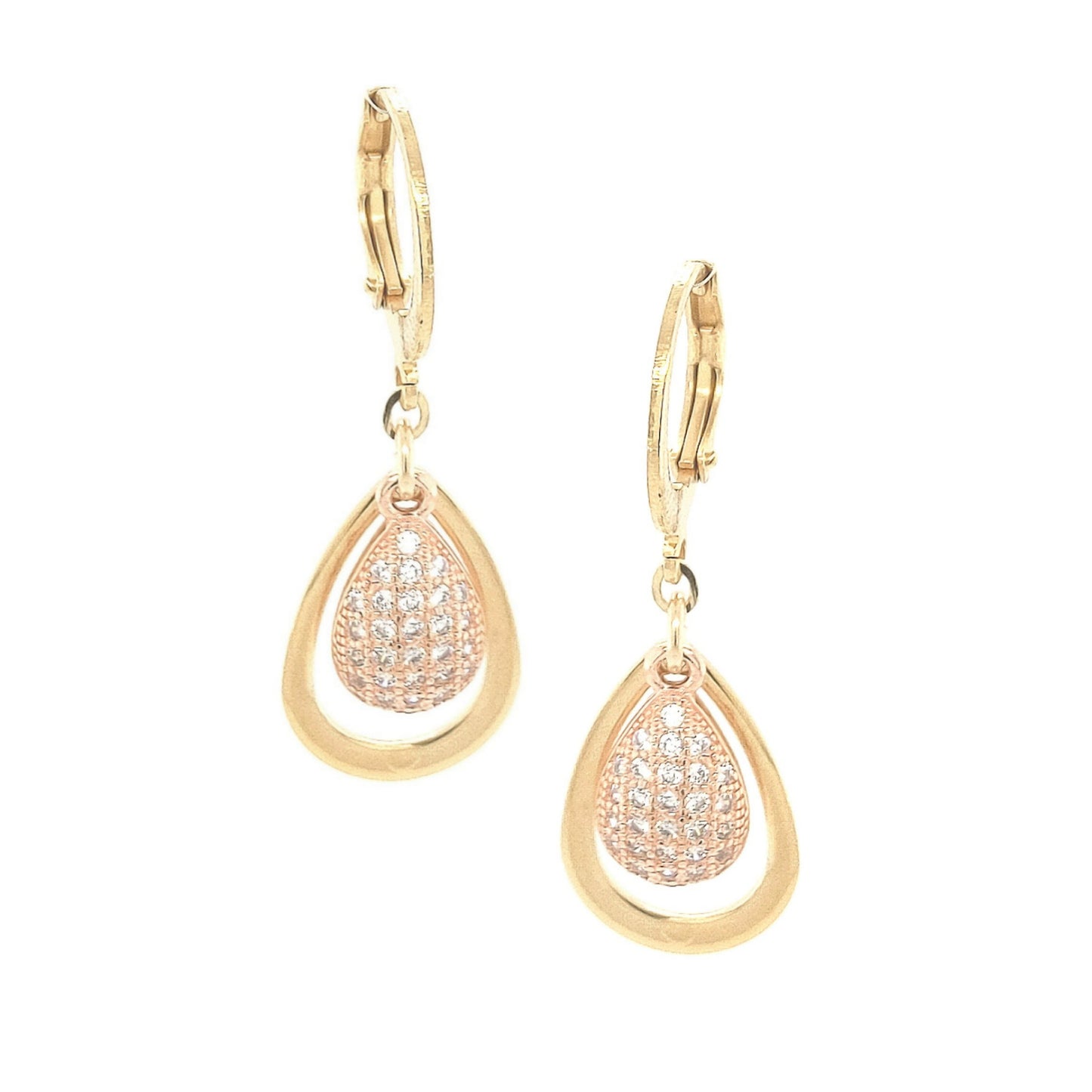 Surgical Steel Open Teardrop With Center CZ Teardrop Earrings - HK Jewels