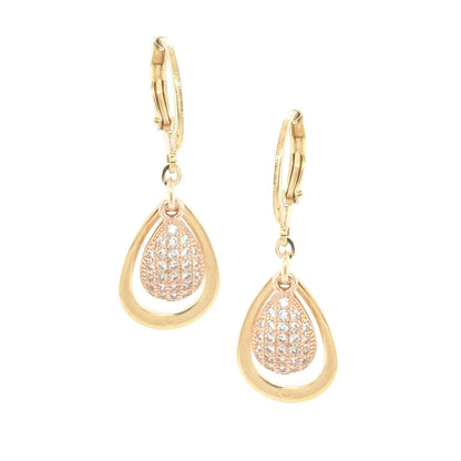 Surgical Steel Open Teardrop With Center CZ Teardrop Earrings - HK Jewels