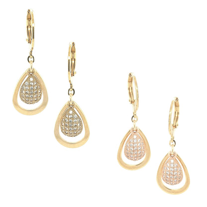 Surgical Steel Open Teardrop With Center CZ Teardrop Earrings - HK Jewels