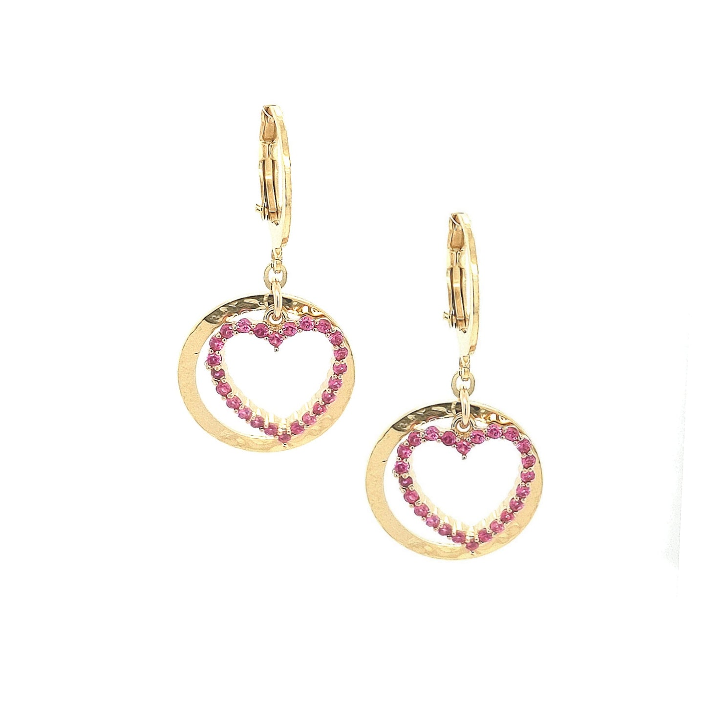 Surgical Steel CZ Heart And Hollow Circle Earrings - HK Jewels