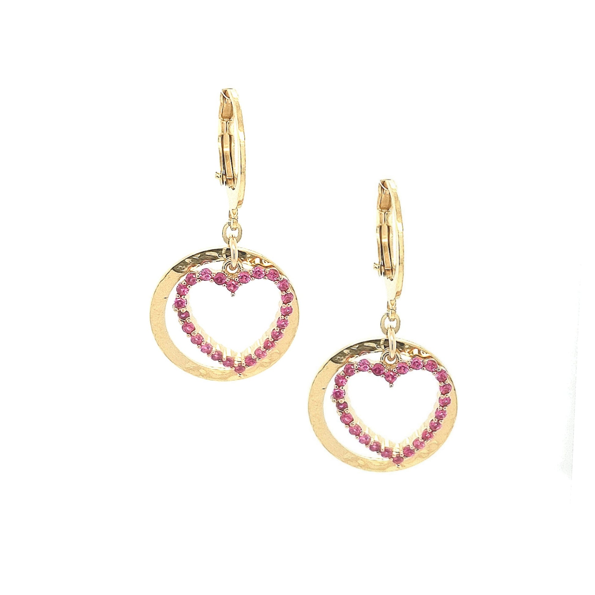 Surgical Steel CZ Heart And Hollow Circle Earrings - HK Jewels