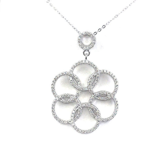 Sterling Silver Flower Pendant - HK Jewels