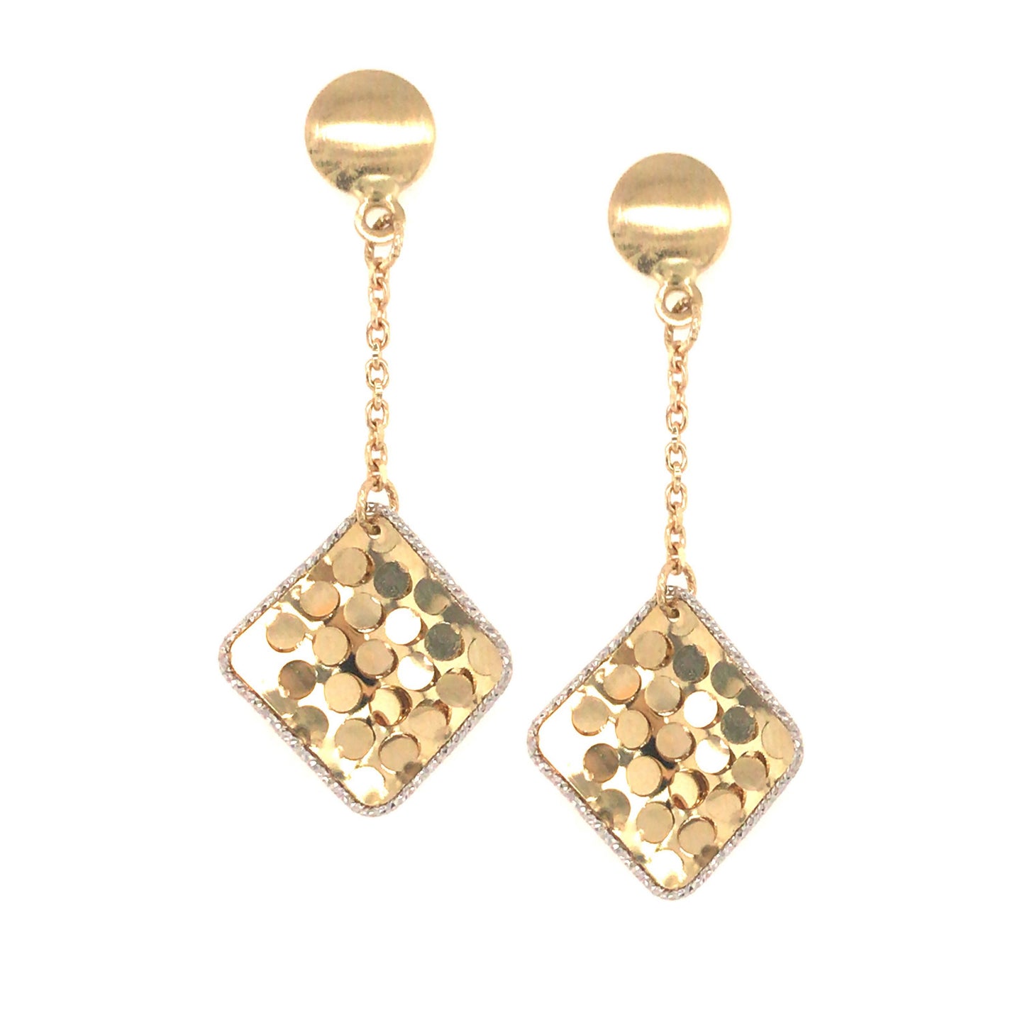 14K Gold Wavy Polka Dot Earrings - HK Jewels