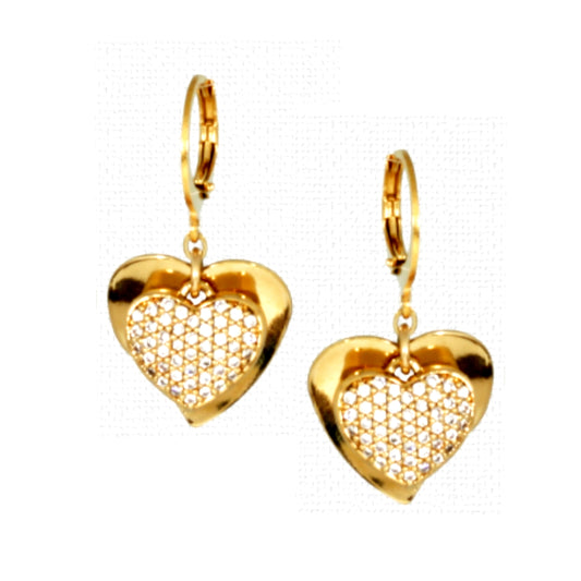 Surgical Steel CZ Heart On Large Solid Heart - HK Jewels