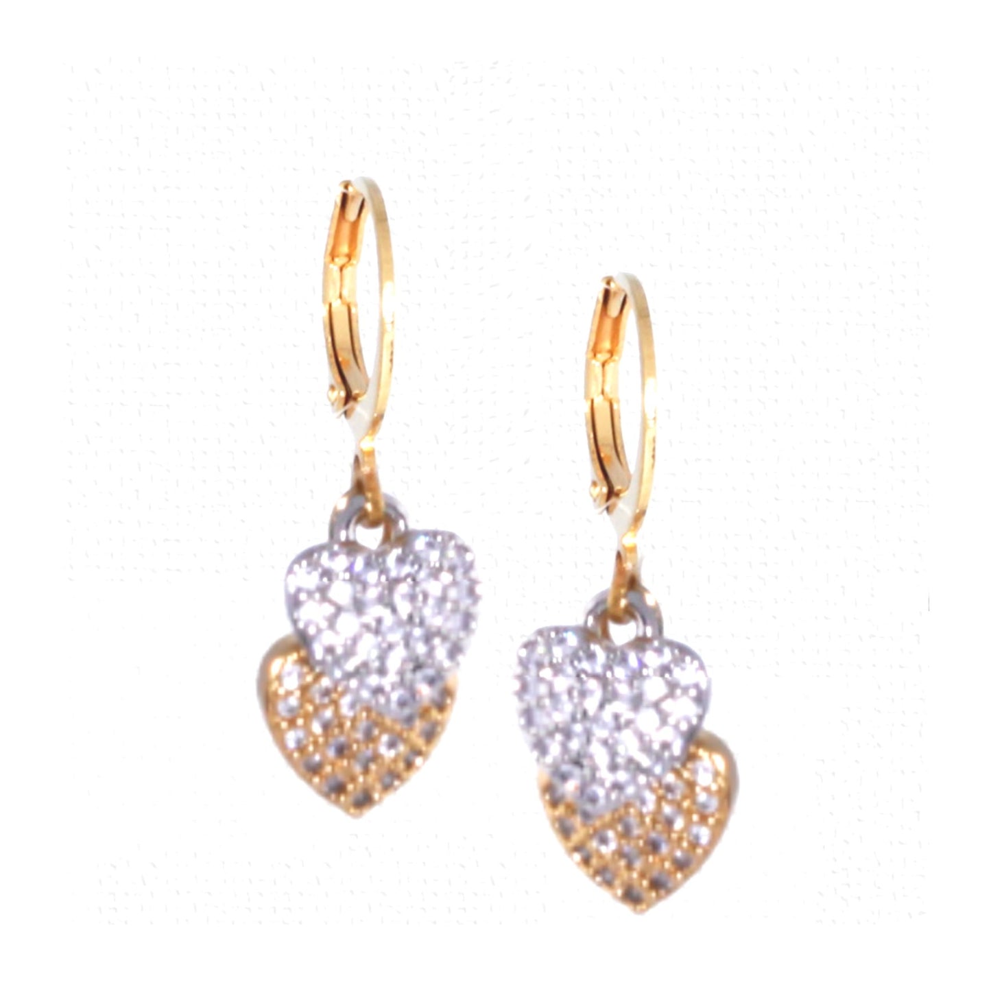 Surgical Steel Double Hanging CZ Heart Earring - HK Jewels