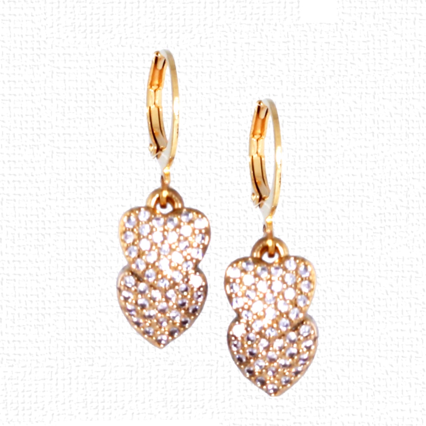 Surgical Steel Double Hanging CZ Heart Earring - HK Jewels