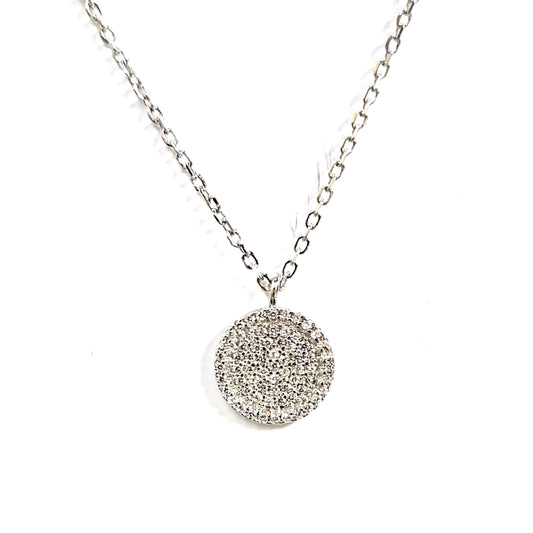 10mm Micropave Disc Necklace - HK Jewels