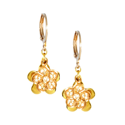 Surgical Steel CZ Flower Over Solid Flower Earring - HK Jewels