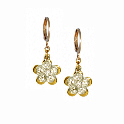 Surgical Steel CZ Flower Over Solid Flower Earring - HK Jewels