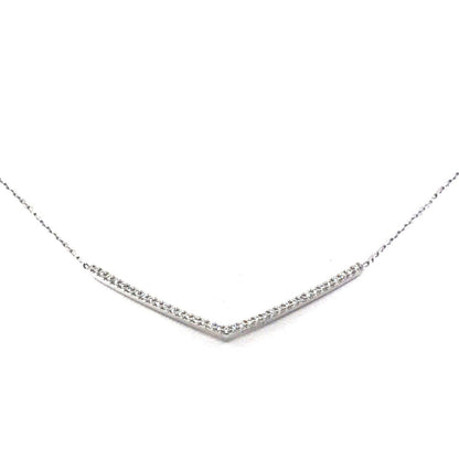 Sterling Silver V- Shaped Bar Necklace - HK Jewels