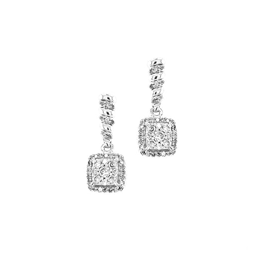 10k Off The Ear Square Diamond Earring - HK Jewels