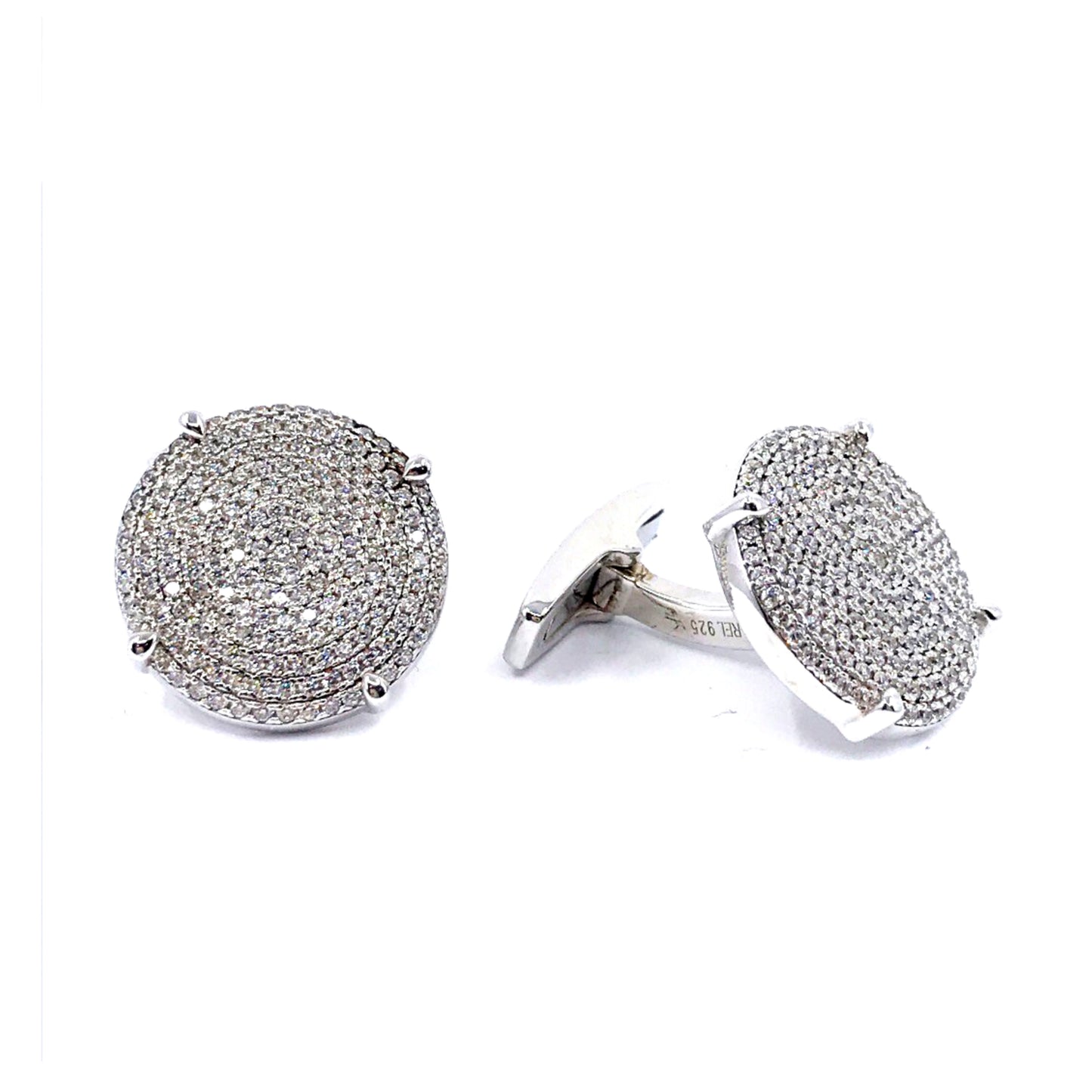 Sterling Silver Four Prong Circle Cufflinks - HK Jewels