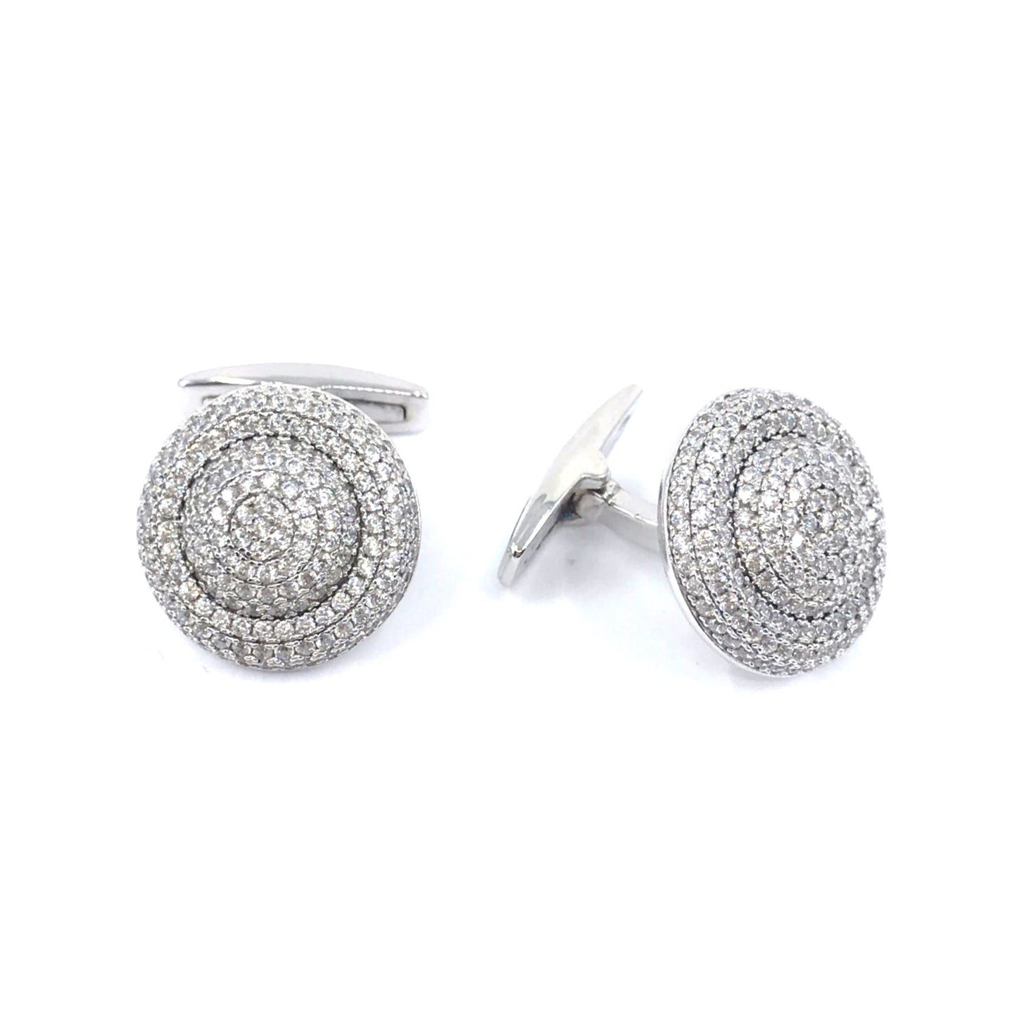 Sterling Silver Circle Two Layer Cufflinks - HK Jewels