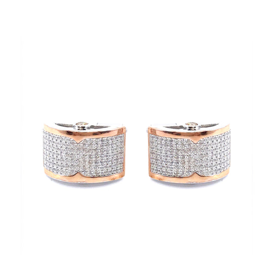 Sterling Silver Curved Rectangle Two Tone Cufflinks - HK Jewels