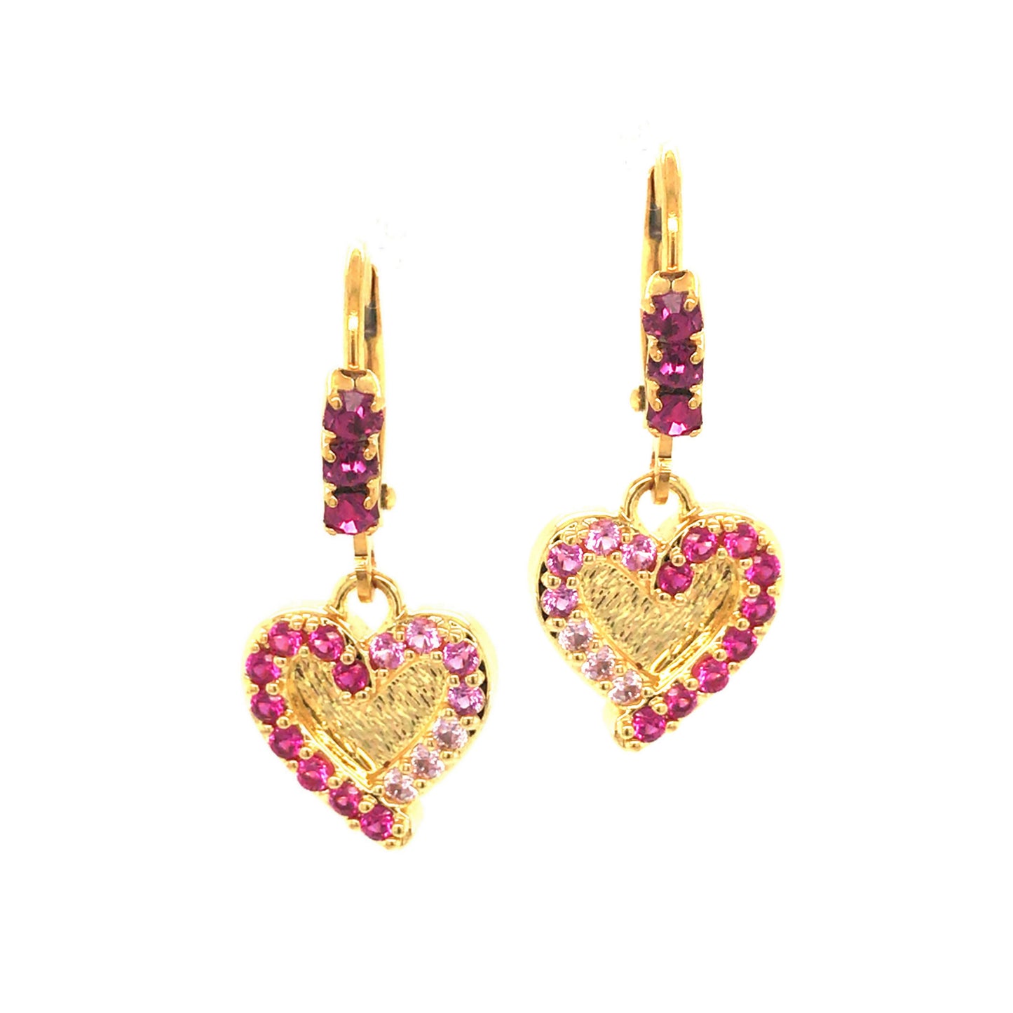 Outline Brushed Gold Heart Earring MicroPavé - HK Jewels