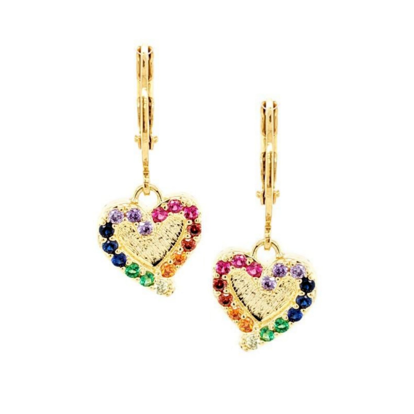 Outline Brushed Gold Heart Earring MicroPavé - HK Jewels