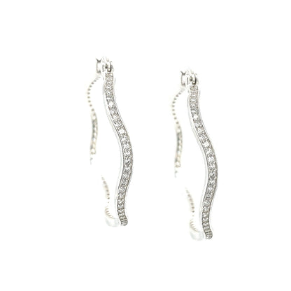Sterling Silver Twisted Hoop With CZs Earrings - HK Jewels