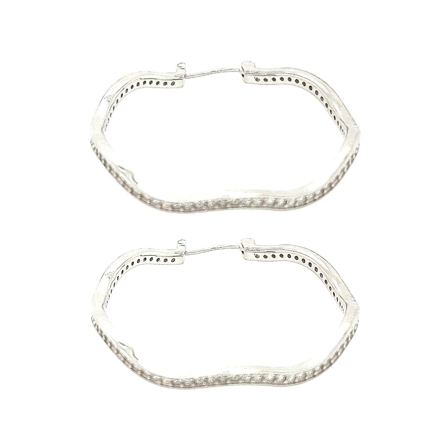 Sterling Silver Twisted Hoop With CZs Earrings - HK Jewels