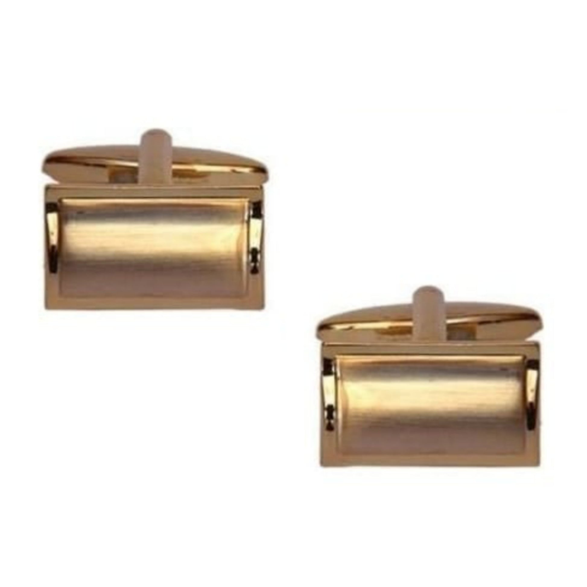 Shiny Edge Brushed Gold Plated Rectangular Curved Cufflinks - HK Jewels