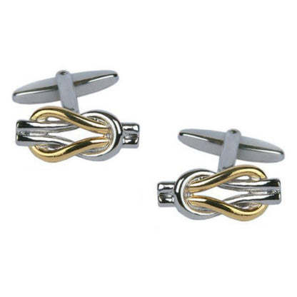 Two Tone Gold and Rhodium Plated Intertwined Cufflinks - HK Jewels