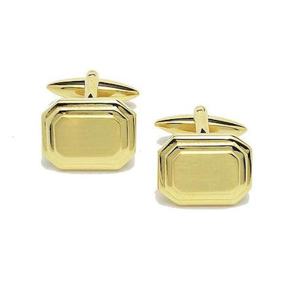 Gold Shiny & Brushed Rectangle Gold Plated Cufflinks - HK Jewels