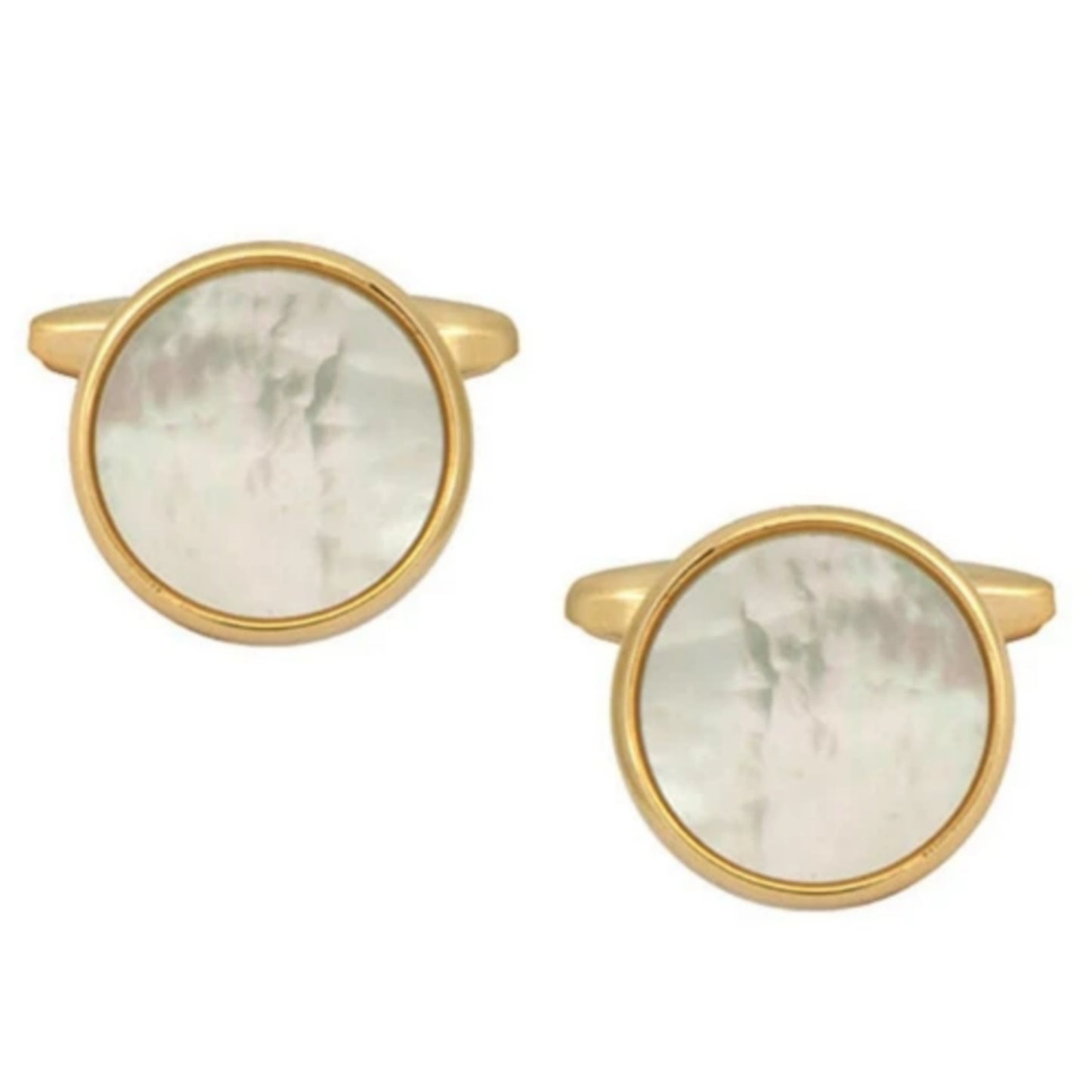 Gold Plated Circle Mother of Pearl Cufflinks - HK Jewels