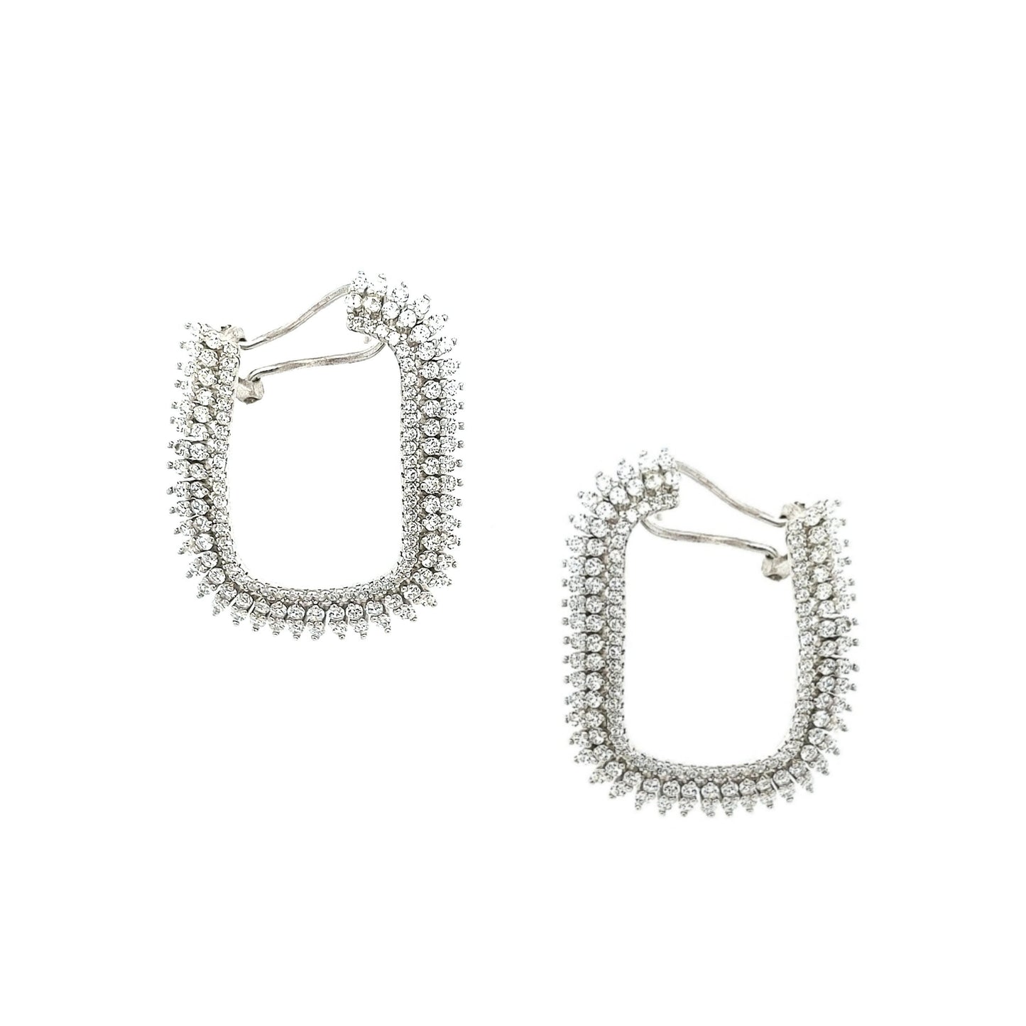 Sterling Silver Rectangular CZ Earrings - HK Jewels