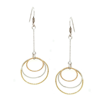 Sterling Silver Tricolor Circles Earring - HK Jewels