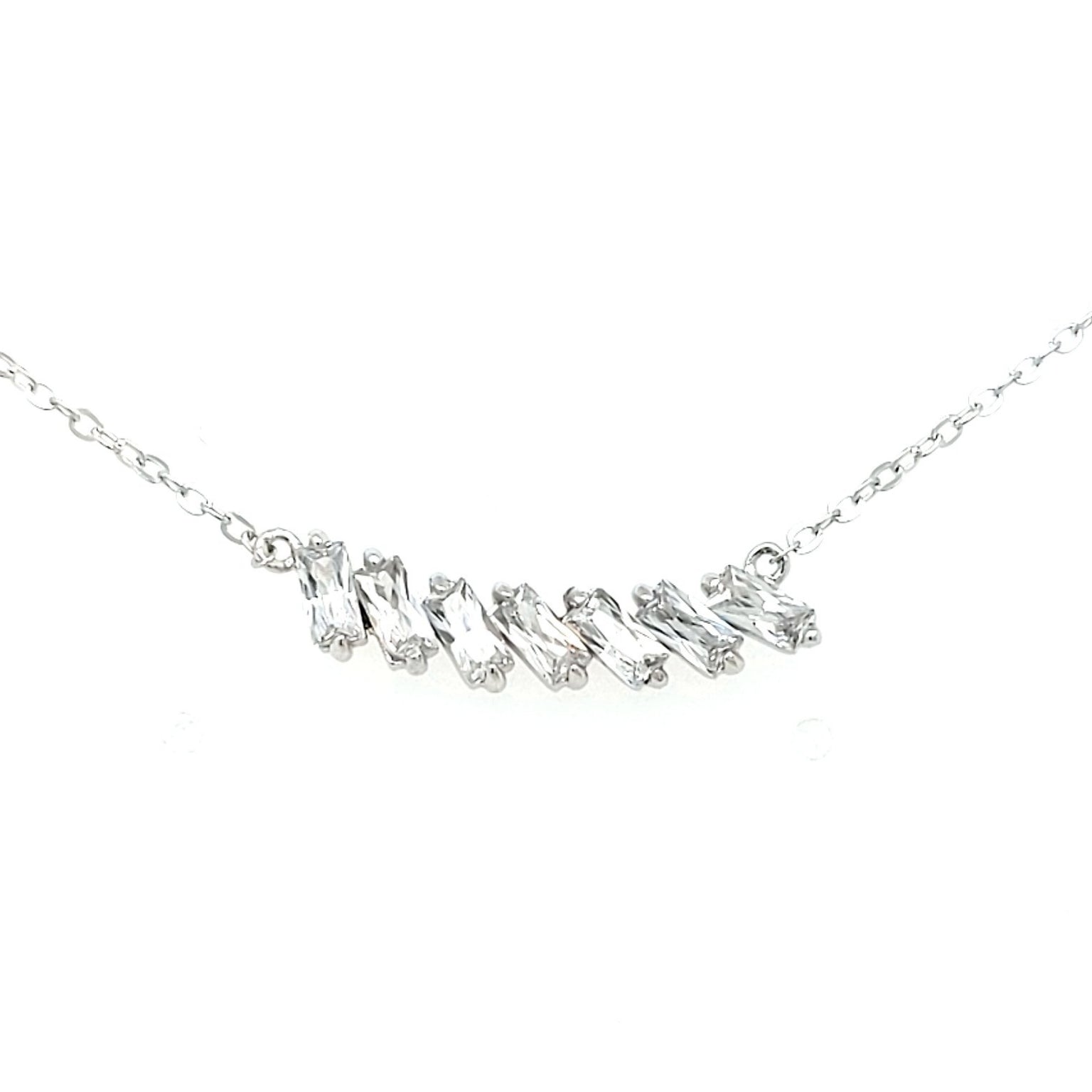 Sterling Silver Small Baguette Bar Necklace - HK Jewels