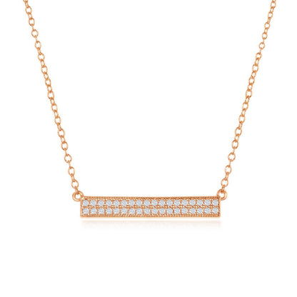 Rose Gold Plated Sterling Silver Bar Necklace - HK Jewels