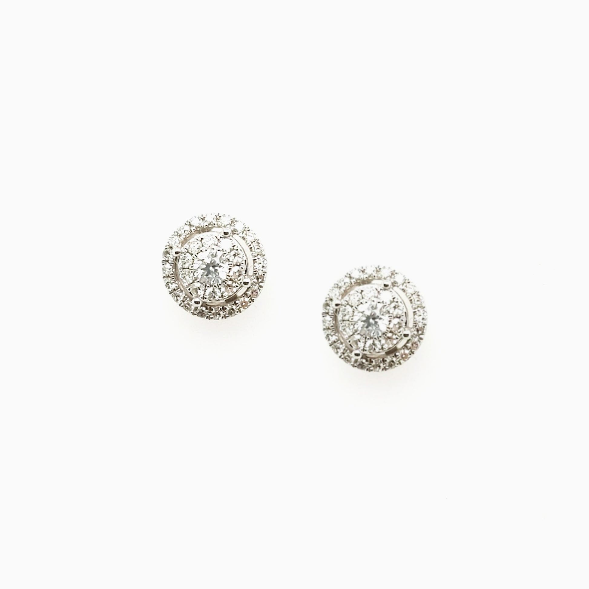 18K Gold Round Diamond Stud Earrings - HK Jewels