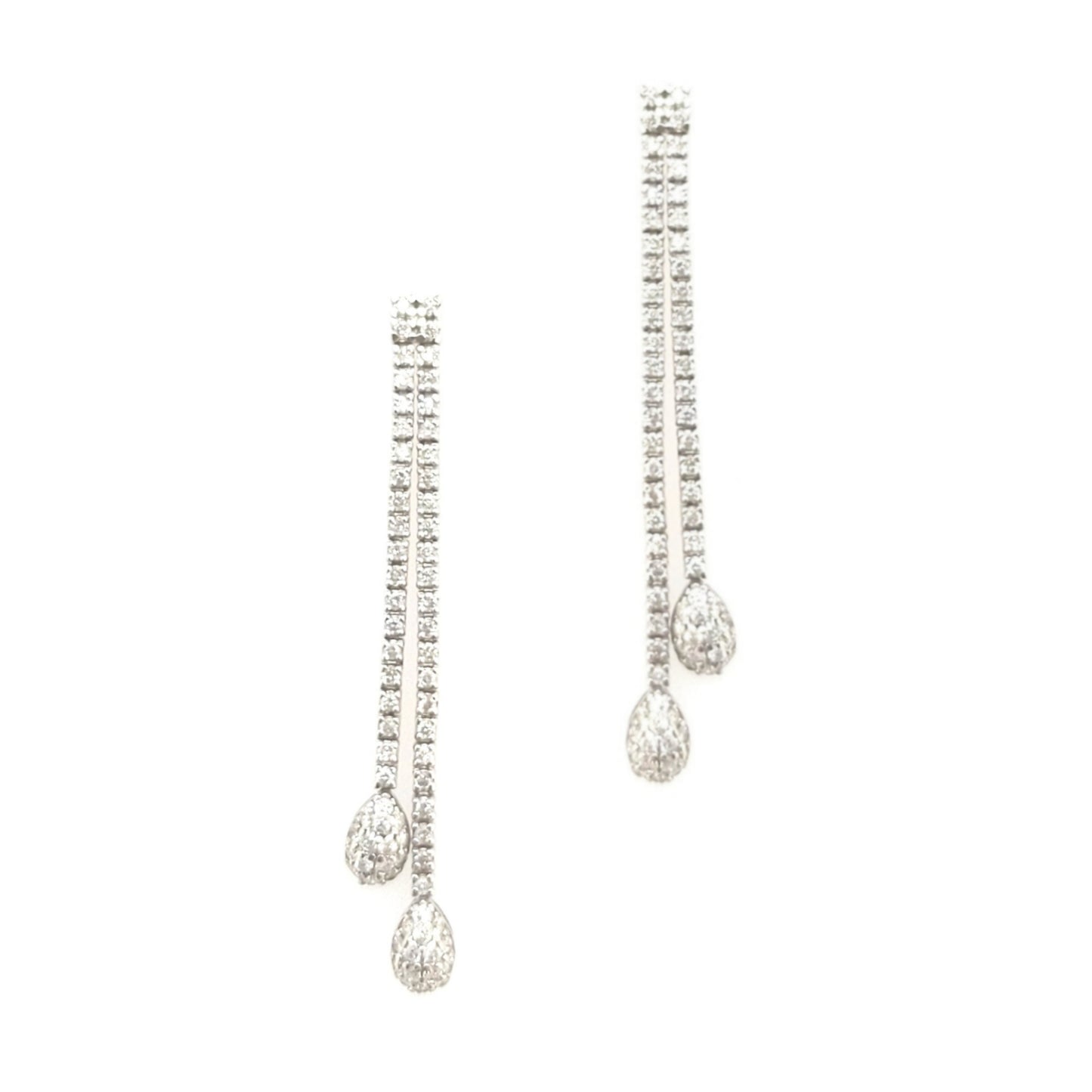18K Gold And Diamond Double Strand Tennis Earrings - HK Jewels