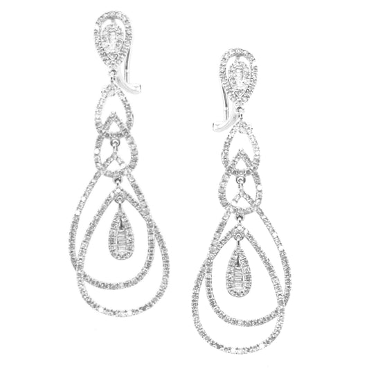 14K Gold And Diamond Hanging Linked Earrings - HK Jewels