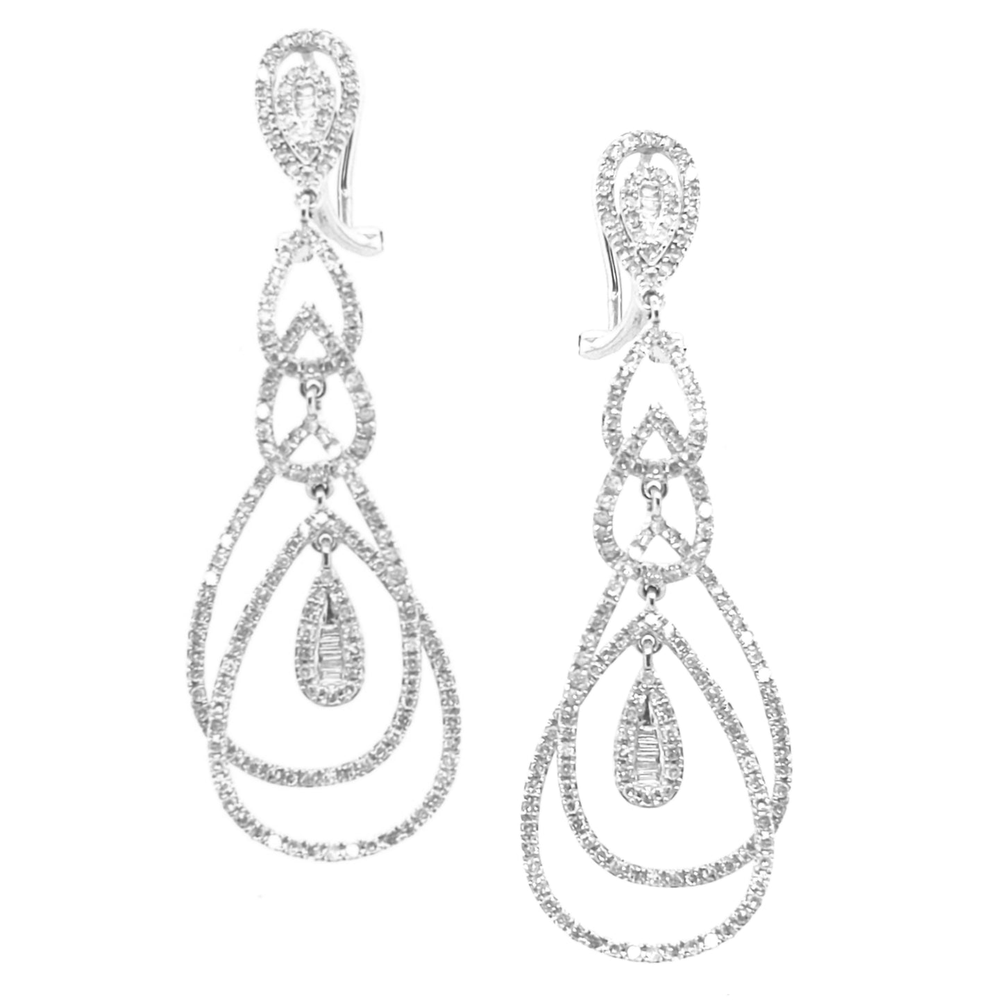 14K Gold And Diamond Hanging Linked Earrings - HK Jewels