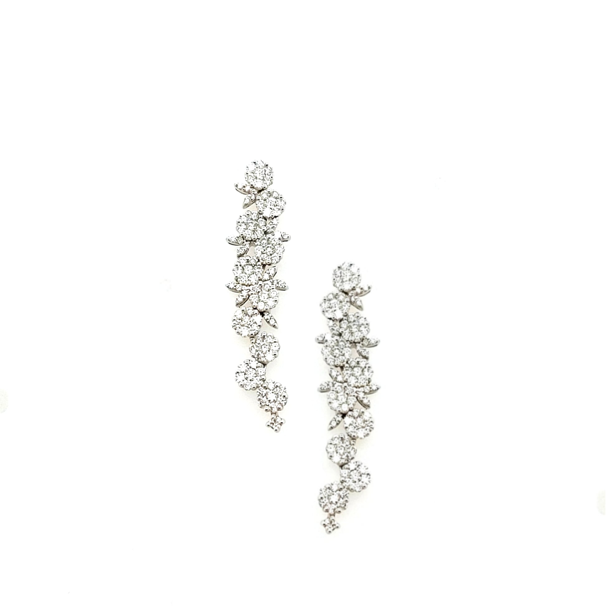 14K Gold And Diamond Cascading Flowers Earrings - HK Jewels