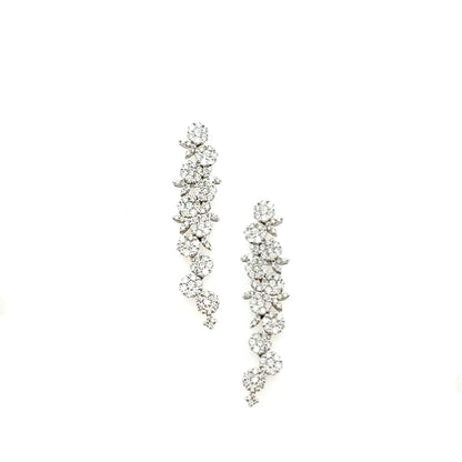 14K Gold And Diamond Cascading Flowers Earrings - HK Jewels