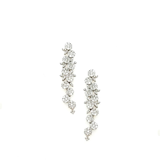 14K Gold And Diamond Cascading Flowers Earrings - HK Jewels