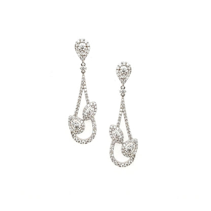 14K Gold And Diamond Teardrop Hanging Earrings - HK Jewels