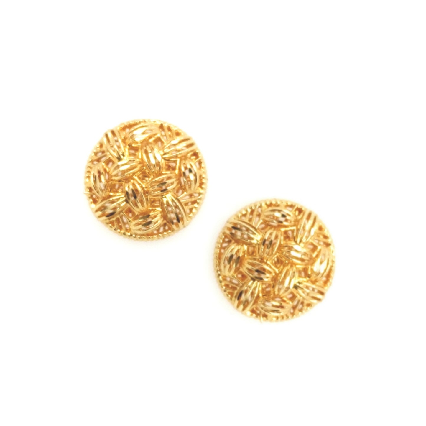 14K Gold Round Weaved Stud Earring - HK Jewels