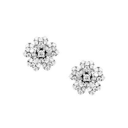 14K Gold And Diamond Flower Stud Earrings - HK Jewels