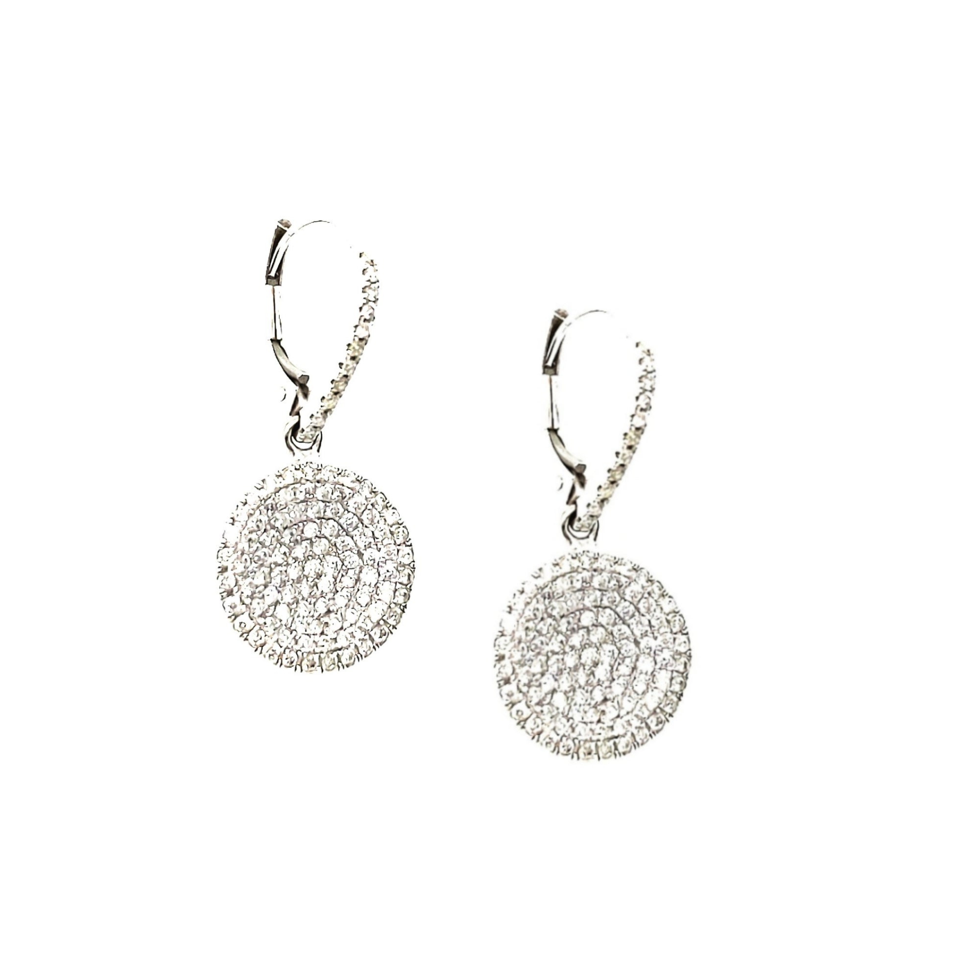 14K Gold And Diamond Circle Hanging Earrings - HK Jewels